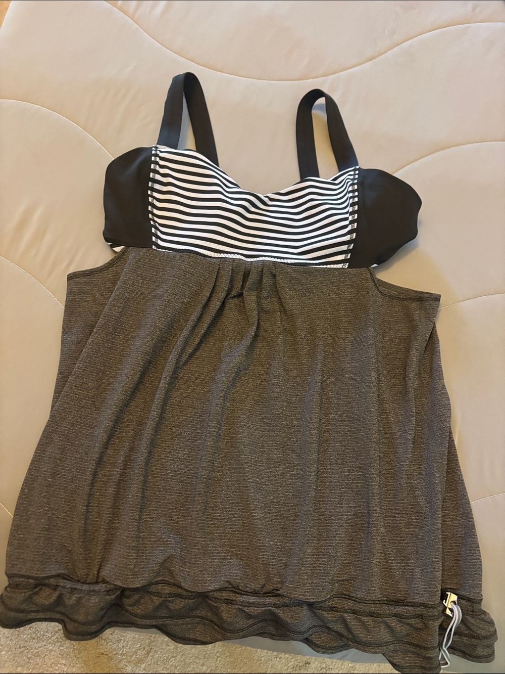 lululemon athletica Black, White and Gray Striped Bust Camisole Dress